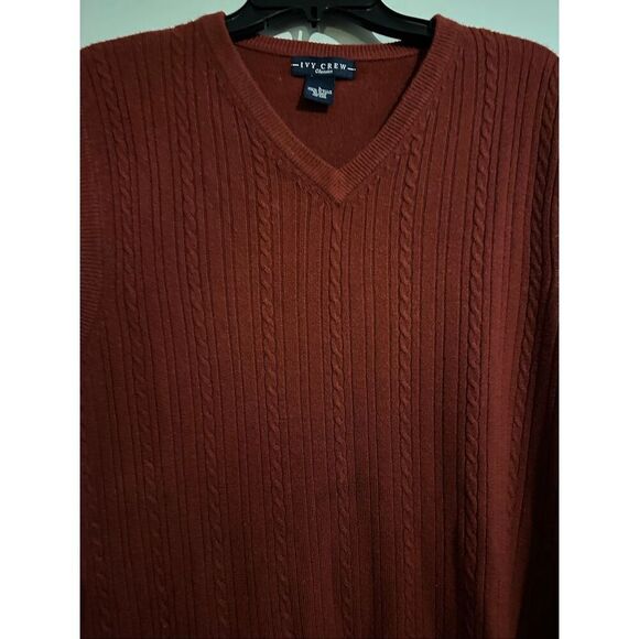 Ivy Crew Classic Dark Cranberry  V-Neck Sweater Vest Cottagecore Preppy Men's L - Picture 4 of 6